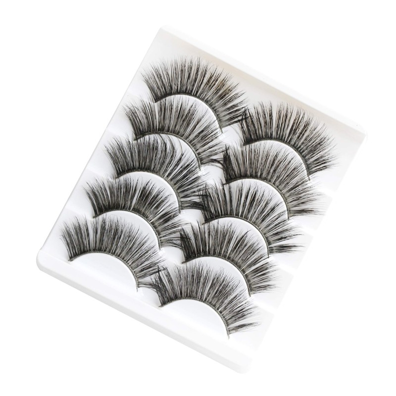 5 Pairs False Eyelashes Natural Fake Eyelashes Fluffy Hand-made Eyelashes