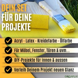 ORGAFLIX Professional Paint Roller Set 10 Pieces Paint Set Including 5 Foam Rollers 11 cm Paint Tray Paint Brush Set with Window Brush and 2 Paint Brushes, Painter's Roller, Paint Rollers for