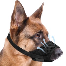 Bozal Suave para Perro Grande y Mediano, Bozal Anti Mordidas Cómodo, Bozal Transpirable de Nailon con Correa Ajustable, Protector Bucal para Perro (Grande)