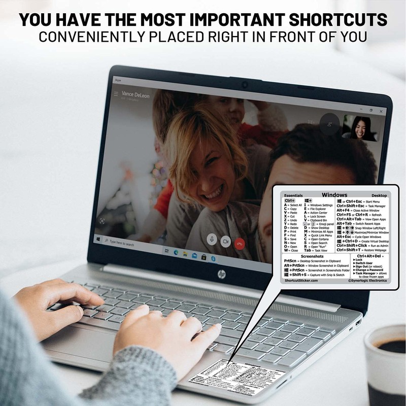SYNERLOGIC Windows PC Reference Keyboard Shortcut Sticker | Vinyl, No-Residue