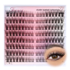 Fyonas Fyonas Wispy Lash Clusters Eyelash Clusters Natural Look Cluster Eyelash Extensions Left & Right Lashes Clusters 144Pcs Lightweight Individual Lashes C Curl Cat Eye Lashes DIY at Home (Wispy)