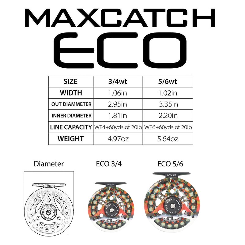 Maxcatch ECO Large Arbor Fly Fishing Reel (3/4wt 5/6wt 7/8wt)