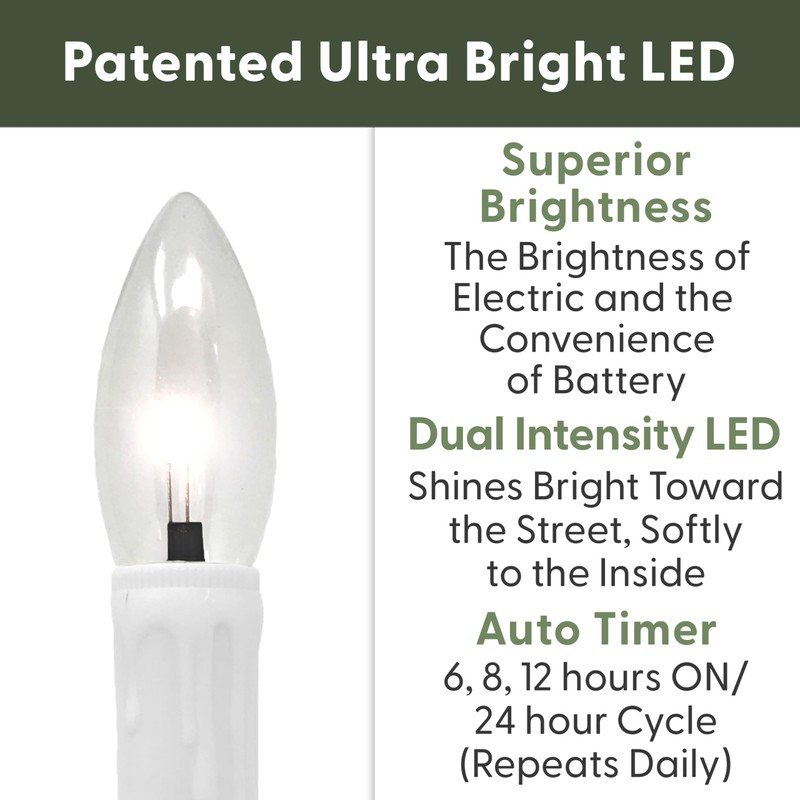 612 Vermont Ultra-Bright LED Window Candles with Timer, Remote Control,