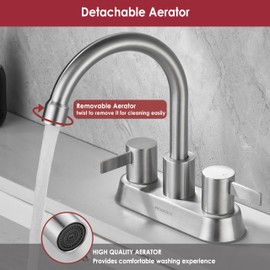 RODDEX Bathroom Sink Faucet 4 Inch Centerset 2 Handle Lavatory Vanity Faucet with Two Water Supply Lines and 360 Rotating Faucet Fits 2 Hole for Bathroom Sink Vanity RV Restroom, Brushed Nickel