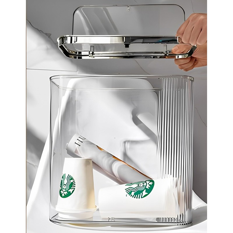 Sooyee Clear 14 Liter Bathroom Trash Can with Lid,3.9 Gallon