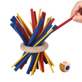 ESJNNK Wooden Balance Game Board Games Set of 27 Natural Wooden Games Table Games 3D Puzzles Dominoes Blocks Table Games Fun Toys for Kids and Adults