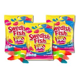 Swedish Fish - Pack of 3, 3.6 oz. Bags By Lyza's Sweets & Treats (Fish Tails (Dual-Flavor))