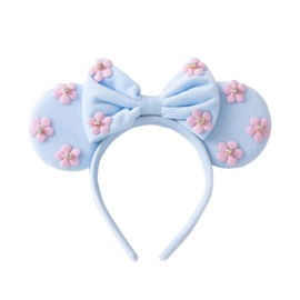 PAITTY Sequin Mouse Ears Headband with Glitter Bow Sparkle Princess Party Amusement Park Hair Band for Girls Women Headwear Blue