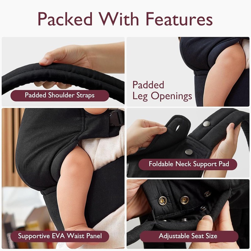 Geenev 4-in-1 Newborn Infant Baby Carrier Breathable Ergonomic Adjustable Backpack