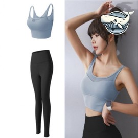 Comfortable Women's Yoga Wear Top and Bottom Set with Sports Bra Grey Top + Leggings
