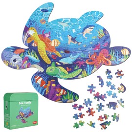 Jigsaw Puzzle for Kids Ages 4-8, 108 Pieces Sea ​​Turtle Kids Puzzle with Large Pieces, Sturdy Puzzles Box and Poster, Toddler Educational Toys Puzzle Gift for Boys Girls