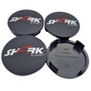 4 x Alutec Shark Hub Cap, 60 mm, Black (N23)