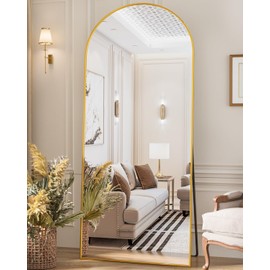 Suidia Arched Full Length Mirror, 71"x28" Floor Mirror Freestanding, Floor Standing Full Body Mirror with Stand for Bedroom, Hanging Mounted for Living Room Cloakroom, Gold