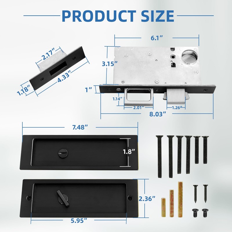 youthua Modern Pocket Door Hardware Set - Privacy Lock with