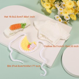 Lyreh 3pcs Clothes for Doll, Kawaii Doll Clothes Set Stylish Clothing Outfits Cute Headband + Sweater + Bib for 15cm & 17cm Dolls Accessories Replacement