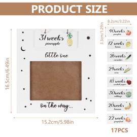 Baby Scan Photo Frames, 6" x 6.5'' Baby Scan Frame with Weekly Fruit and Veggie Pregnancy Tracker, Sonogram Scan Photo Frame for Baby Announcement & Gender Reveal Ideas, Mum to be Pregnancy Gifts