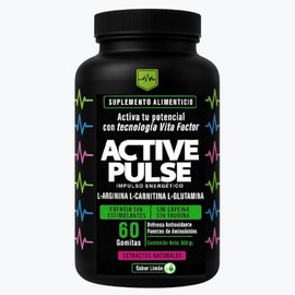 Active Pulse  Gomitas Energticas Naturales con L-Arginina, L-Carnitina y L-Glutamina  Suplemento sin Cafena, Vegano y Sin Azcar  60 Dosis (300 gr)... 