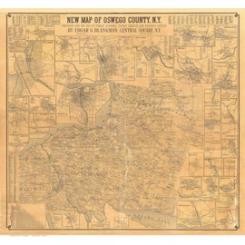 Oswego County New York 1889 - Wall Map with Homeowner Names - Genealogy - Old Map Reprint