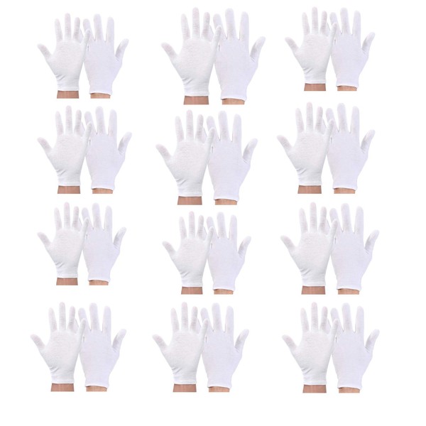 Jie Du White Gloves 12 Pairs Gloves for Kids Etiquette/Drill/Jewelry Check/Workshop Medium Chic (S) Cotton Material