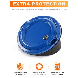 Savadicar - Cubierta de tapa de gas con bloqueo para depósito de combustible con cerradura compatible con Jeep Wrangler JL JLU 2 y 4 puertas 2018-2023, ABS + estructura de aleación de aluminio, accesorios de repuesto, color azul