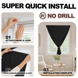 Jilron - Cortina adhesiva, 100% opaca, sin perforaciones, adecuada para protección de privacidad multiescena (negro - 60 x 60 pulgadas)