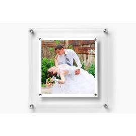 Wexel Art 14x14-Inch Be Square Magnetic Single Panel Framing Grade Acrylic Floating Frame with Silver Hardware for 12x12-Inch Art & Photos