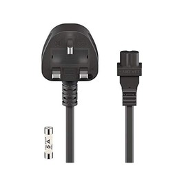 Wentronic Power Cable UK Plug to Double Nut Socket 1.8 m Black