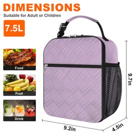 esouler Lunch Box for Men Women Adults Small Insulated lunch Tote Bag for Work Picnic Beach- Freezable Cooler Bag portable Lunch box (Purple)