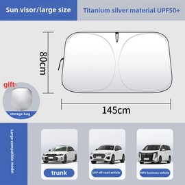 145 * 80cm Sonnenschutz Auto Frontscheibe, Faltbar Sonnenschirm Innen, UV-Schutz Auto Sonnenblende für die Windschutzscheibe, für Die Meisten Autos und SUV (Silbernem Reflektierendem)