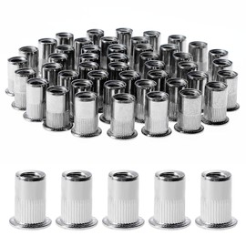 Gueenky Pack of 100 Rivet Nuts M8 Stainless Steel Flat Head Rivet Nuts M8 Stainless Steel Rivet Nuts Blind Rivet Nuts M8 Countersunk Head for Metal Plastic (14 mm x 18 mm)