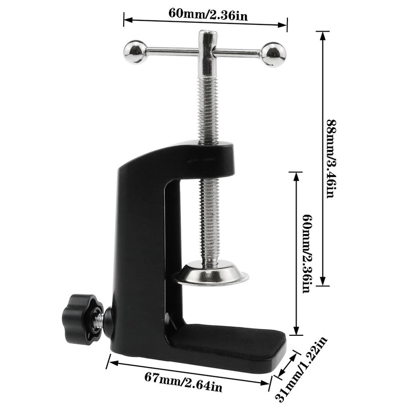 AYLIFU 1PCS Black Aluminum Alloy Desk C-Clamp Desk Light Mounting