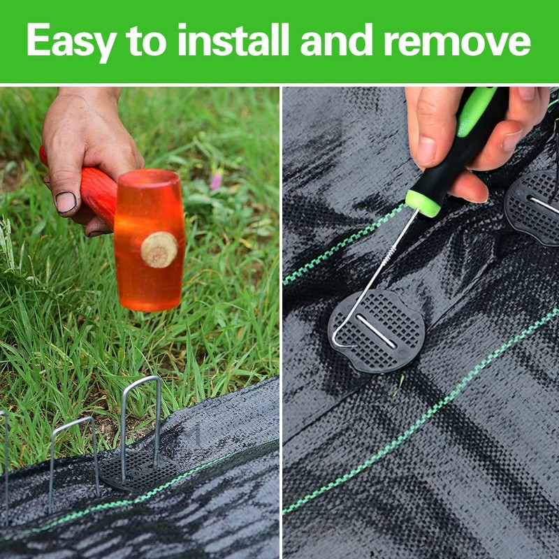 Bakulyor 200Pcs Landscape Staples + 200Pcs Gasket, 6 Inch Garden