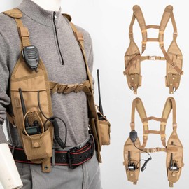 Radio Shoulder Harness Holster Chest Holder Universal Vest Rig for Police Firefighter Two Way Radio Search Rescue Essentials (Khaki)