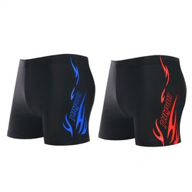 a977 Plus Size Men's Flame Boxer Swim Trunks (Comfort Fit) On L/Red Flame (No Swim Cap) 10ea