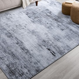 Toneed Abstract Area Rug 6x9 Modern Washable Rug Soft Non Slip Rug Low Pile for Bedroom Living Room Dining Room Grey