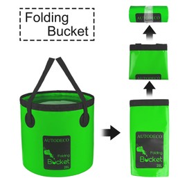 AUTODECO - cubeta plegable de 5 galones, cubeta de agua plegable portátil para camping, pesca, viajes, jardinería, lavado de coches, verde oscuro, 1 unidad de 20 l
