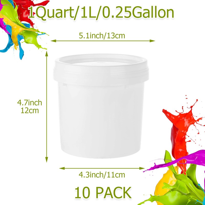 AKOLAFE 10 Pack Small Paint Bucket for Painting 1 Quart