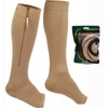 NURCOM Zipper Copper Compression Socks Open Toe Beige 20-30 mmHg
