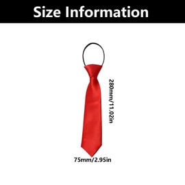 JFGDVW Kids Pre-Tied Red Tie, Elastic Satin Neckties, Simple And Stylish, For Formal Wear Wedding Prom Graduation School Uniforms (27cm)