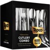 400 Plastic Silverware Set - Silver Cutlery Set - Disposable