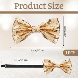 YQQYG Sequin Bow Tie, Gold Bowtie for Men Bow Ties for Boys Adjustable for Wedding Banquet Party