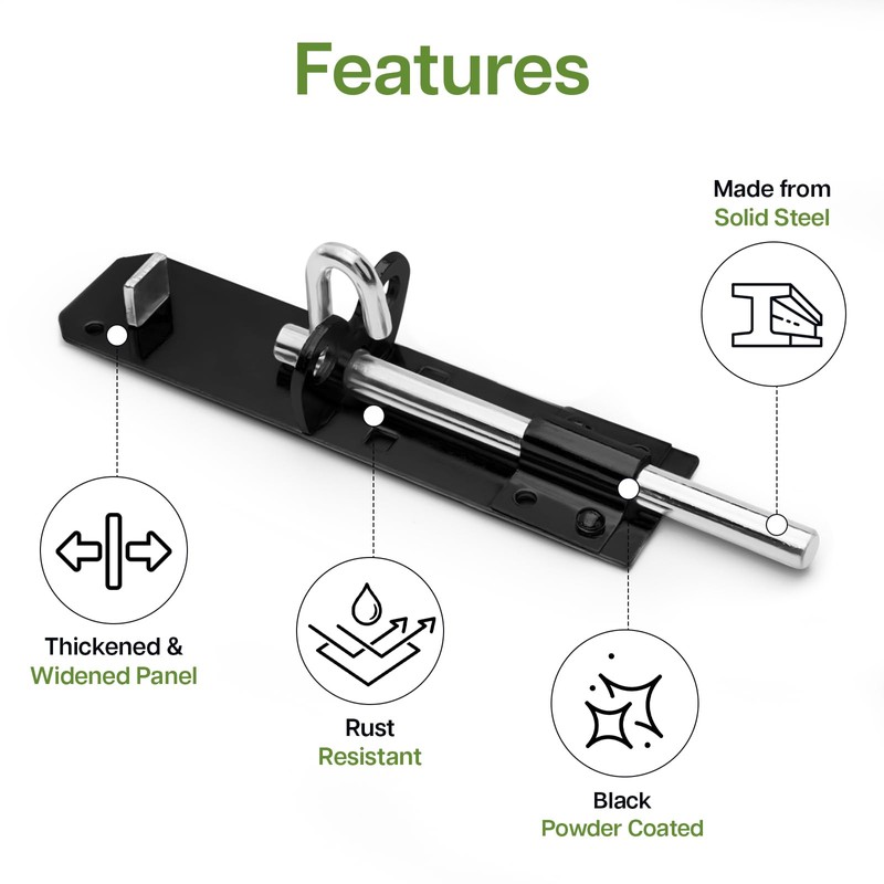 Galvanised Brenton Bolt Sliding Door Lockable Padbolt – 6" (152mm)