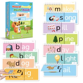 Word Family Build Book, 40 Read and Rhyme Flip Activity Book, Learn to Read Phonics Flash Cards, Sight Words Reading Games for Kids Ages 4-8 Kindergarten 1st 2nd 3rd Homeschool Educational