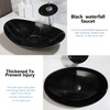 Washly Black Oval Bathroom Vessel Sink Tempered Glass Washing Bowl
