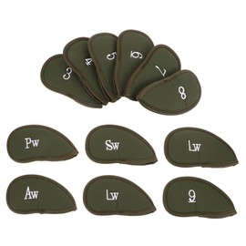BESPORTBLE 12pcs Golf Cover Golf Iron Sleeves for Enthusiasts Golf Head Covers Reusable Numbered Golf Club Covers Golf Head Covers for Clubs Pu Golf Iron Covers Light Green Pu Leather