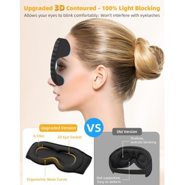 Xkimos 3D Contoured Sleep Mask with Bluetooth Headphones, Adjustable Blackout Sleeping Mask, Easy Installation Sleeping Headphones with Ultra-Thin Stereo Speakers for Men, Women