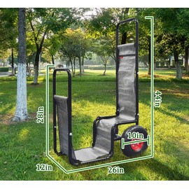 Mini Tang Firewood Cart,Wood Log Cart,Outdoor&Indoor Wood Rack Storage Mover,Steel Heavy Duty Log Cart with Pneumatic Rubber Wheels,Fold Firewood Rolling Storage Cart, Firewood Holder Carrier
