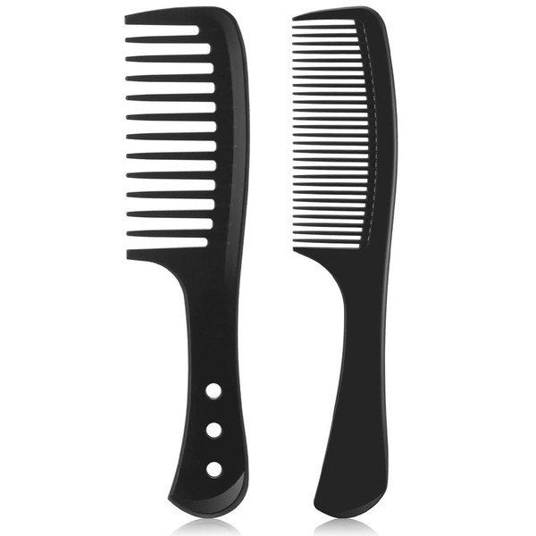 Pack of 2 Wide Tooth Detangling Comb Styling Comb Carbon Fibre Cutting Comb Heat Resistant Large Hair Detangling Comb for Curly Straight Long Hair