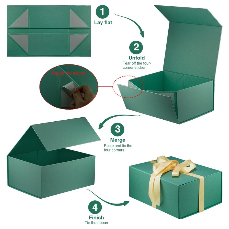 MOYEUPAC Green Gift Box,9" X 7" X 4" with Lids