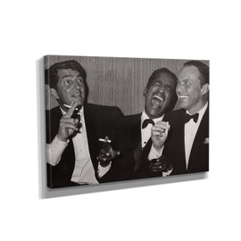 Dean Martin, Sammy Davis Jr. And Frank Sinatra Laughing - Canvas Wall Art Home Decor (18in x 12in Gallery Wrapped)